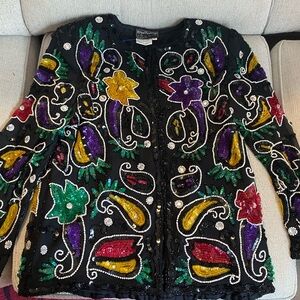 Royal Feelings Vintage Sequin Long Sleeve Top size M